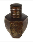 Vintage Indian Hand-Hammered Distressed Tin Storage Canister, Early 20th Century-4. Asian & Chinese Furniture, Art, Antiques, Vintage Home Décor for sale at FEA Home