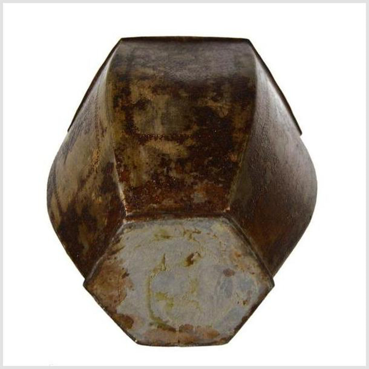 Vintage Indian Hand-Hammered Distressed Tin Storage Canister, Early 20th Century-5. Asian & Chinese Furniture, Art, Antiques, Vintage Home Décor for sale at FEA Home