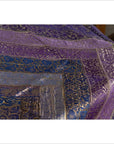 Vintage Indian Purple Silk Embroidered Fabric with Purple, Silver and Gold Tones-13. Asian & Chinese Furniture, Art, Antiques, Vintage Home Décor for sale at FEA Home