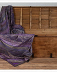 Vintage Indian Purple Silk Embroidered Fabric with Purple, Silver and Gold Tones-16. Asian & Chinese Furniture, Art, Antiques, Vintage Home Décor for sale at FEA Home