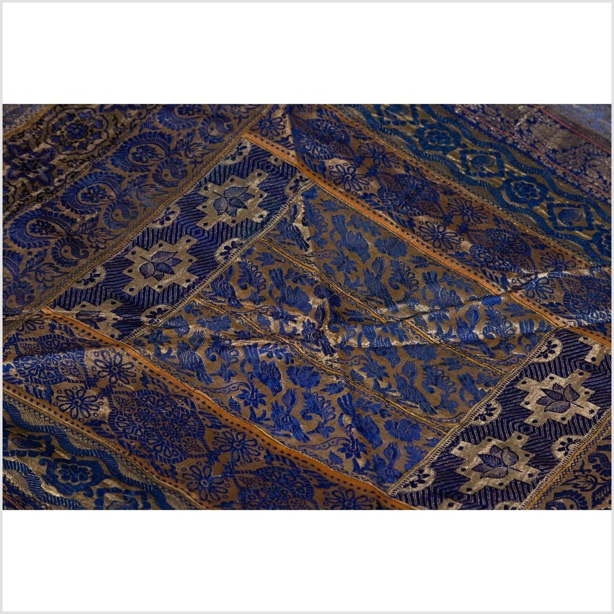 Vintage Indian Purple Silk Embroidered Fabric with Purple, Silver and Gold Tones-8. Asian & Chinese Furniture, Art, Antiques, Vintage Home Décor for sale at FEA Home