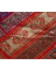 Vintage Silk Indian Embroidered Fabric with Red, Orange, Purple and Golden Tones-10. Asian & Chinese Furniture, Art, Antiques, Vintage Home Décor for sale at FEA Home