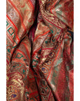 Vintage Silk Indian Embroidered Fabric with Red, Orange, Purple and Golden Tones-18. Asian & Chinese Furniture, Art, Antiques, Vintage Home Décor for sale at FEA Home