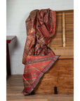 Vintage Silk Indian Embroidered Fabric with Red, Orange, Purple and Golden Tones-3. Asian & Chinese Furniture, Art, Antiques, Vintage Home Décor for sale at FEA Home