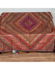 Vintage Silk Indian Embroidered Fabric with Red, Orange, Purple and Golden Tones-6. Asian & Chinese Furniture, Art, Antiques, Vintage Home Décor for sale at FEA Home