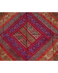 Vintage Silk Indian Embroidered Fabric with Red, Orange, Purple and Golden Tones-2. Asian & Chinese Furniture, Art, Antiques, Vintage Home Décor for sale at FEA Home
