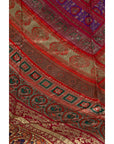 Vintage Silk Indian Embroidered Fabric with Red, Orange, Purple and Golden Tones-7. Asian & Chinese Furniture, Art, Antiques, Vintage Home Décor for sale at FEA Home