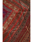 Vintage Silk Indian Embroidered Fabric with Red, Orange, Purple and Golden Tones-9. Asian & Chinese Furniture, Art, Antiques, Vintage Home Décor for sale at FEA Home