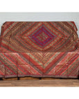 Vintage Silk Indian Embroidered Fabric with Red, Orange, Purple and Golden Tones-1. Asian & Chinese Furniture, Art, Antiques, Vintage Home Décor for sale at FEA Home