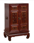 Vintage Japanese Display Cabinet with Red Negora Lacquer and Gilded Calligraphy-1. Asian & Chinese Furniture, Art, Antiques, Vintage Home Décor for sale at FEA Home