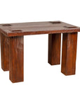 Vintage Javanese Midcentury Wooden Bench with Raised Motifs and Straight Legs-1. Asian & Chinese Furniture, Art, Antiques, Vintage Home Décor for sale at FEA Home