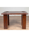 Vintage Javanese Midcentury Wooden Bench with Raised Motifs and Straight Legs-5. Asian & Chinese Furniture, Art, Antiques, Vintage Home Décor for sale at FEA Home