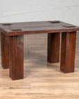 Vintage Javanese Midcentury Wooden Bench with Raised Motifs and Straight Legs-7. Asian & Chinese Furniture, Art, Antiques, Vintage Home Décor for sale at FEA Home