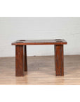 Vintage Javanese Midcentury Wooden Bench with Raised Motifs and Straight Legs-10. Asian & Chinese Furniture, Art, Antiques, Vintage Home Décor for sale at FEA Home