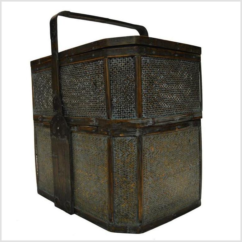 Vintage Large Woven Rattan Basket-3. Asian & Chinese Furniture, Art, Antiques, Vintage Home Décor for sale at FEA Home