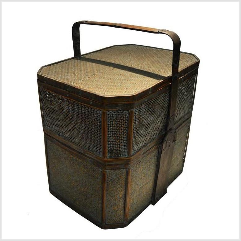 Vintage Large Woven Rattan Basket-4. Asian & Chinese Furniture, Art, Antiques, Vintage Home Décor for sale at FEA Home