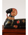 Vintage Northern Thai Double Ram Painted Sculpture with Gilt and Jewelry Motifs-13. Asian & Chinese Furniture, Art, Antiques, Vintage Home Décor for sale at FEA Home