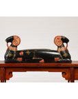 Vintage Northern Thai Double Ram Painted Sculpture with Gilt and Jewelry Motifs-3. Asian & Chinese Furniture, Art, Antiques, Vintage Home Décor for sale at FEA Home
