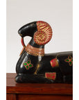 Vintage Northern Thai Double Ram Painted Sculpture with Gilt and Jewelry Motifs-5. Asian & Chinese Furniture, Art, Antiques, Vintage Home Décor for sale at FEA Home