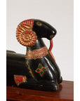 Vintage Northern Thai Double Ram Painted Sculpture with Gilt and Jewelry Motifs-7. Asian & Chinese Furniture, Art, Antiques, Vintage Home Décor for sale at FEA Home