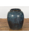 Vintage Oversized Thai Shigaraki Style Namako Glazed Planter with Wave Effects-11. Asian & Chinese Furniture, Art, Antiques, Vintage Home Décor for sale at FEA Home