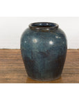 Vintage Oversized Thai Shigaraki Style Namako Glazed Planter with Wave Effects-12. Asian & Chinese Furniture, Art, Antiques, Vintage Home Décor for sale at FEA Home