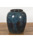 Vintage Oversized Thai Shigaraki Style Namako Glazed Planter with Wave Effects-2. Asian & Chinese Furniture, Art, Antiques, Vintage Home Décor for sale at FEA Home