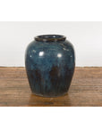 Vintage Oversized Thai Shigaraki Style Namako Glazed Planter with Wave Effects-3. Asian & Chinese Furniture, Art, Antiques, Vintage Home Décor for sale at FEA Home