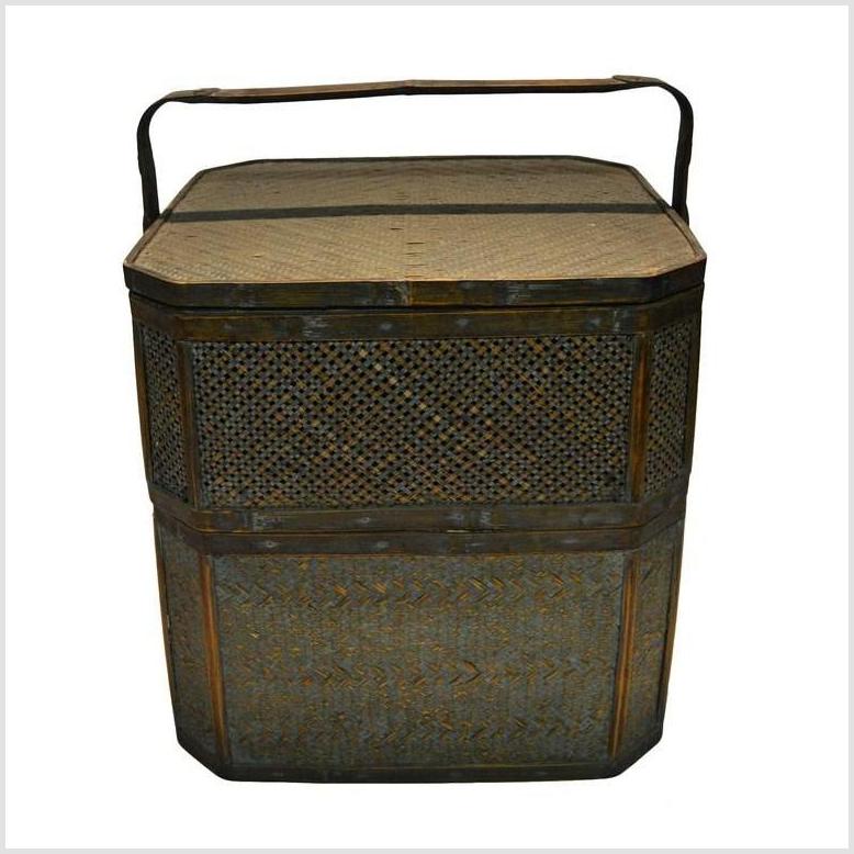 Vintage Woven Rattan Basket-12. Asian & Chinese Furniture, Art, Antiques, Vintage Home Décor for sale at FEA Home