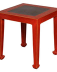 Art Deco Red Lacquered Chinese Table with Ming Dynasty Courtyard Stone Inset-1. Asian & Chinese Furniture, Art, Antiques, Vintage Home Décor for sale at FEA Home
