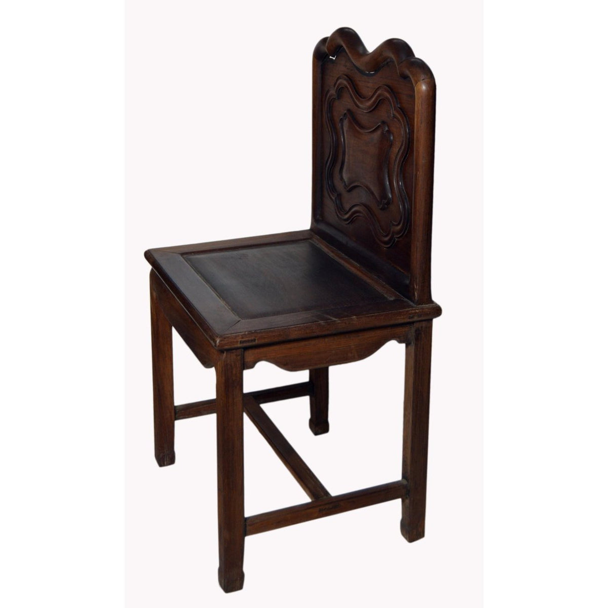 Yumu Chinese 19th Century Side Chair with Dark Lacquered Finish and Cartouche-4. Asian & Chinese Furniture, Art, Antiques, Vintage Home Décor for sale at FEA Home