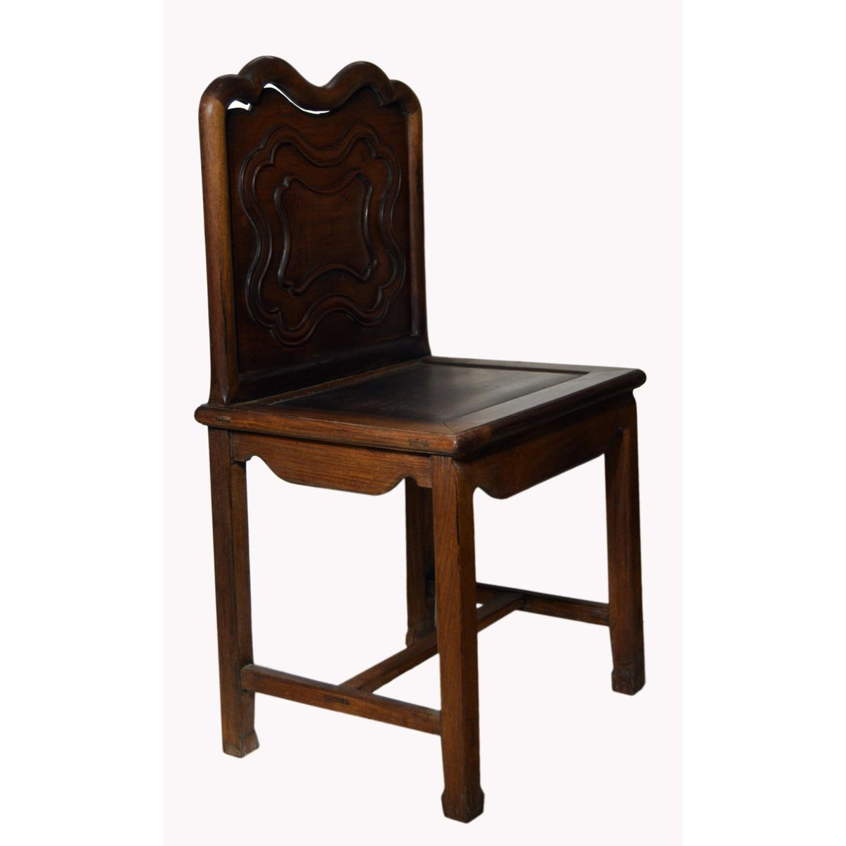 Yumu Chinese 19th Century Side Chair with Dark Lacquered Finish and Cartouche-5. Asian & Chinese Furniture, Art, Antiques, Vintage Home Décor for sale at FEA Home