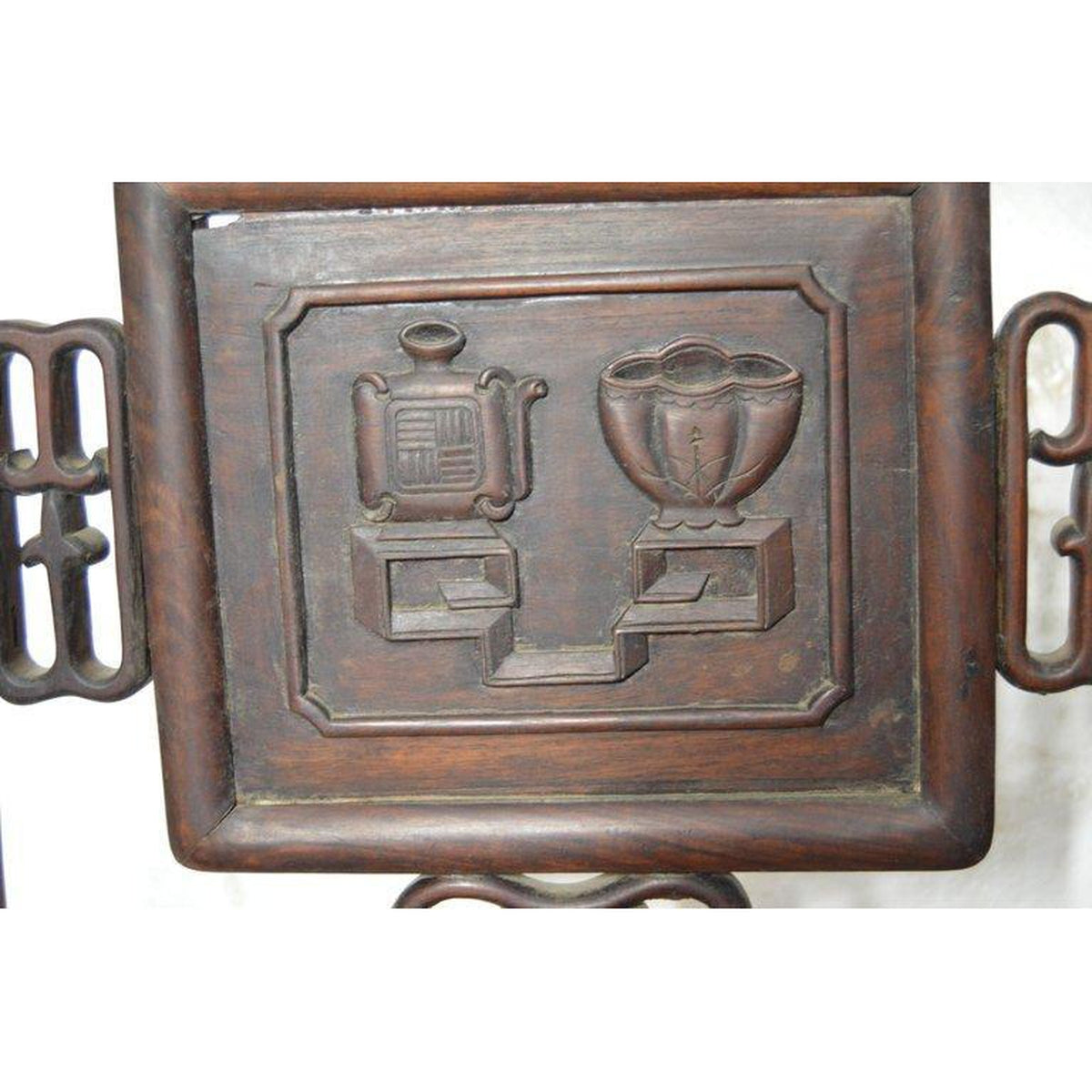Yumu Wood Chinese 19th Century Chair with Hand-Carved Décor and Lacquered Finish-5. Asian & Chinese Furniture, Art, Antiques, Vintage Home Décor for sale at FEA Home