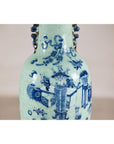19th Century Porcelain Vase with Cobalt Blue Scholar Images