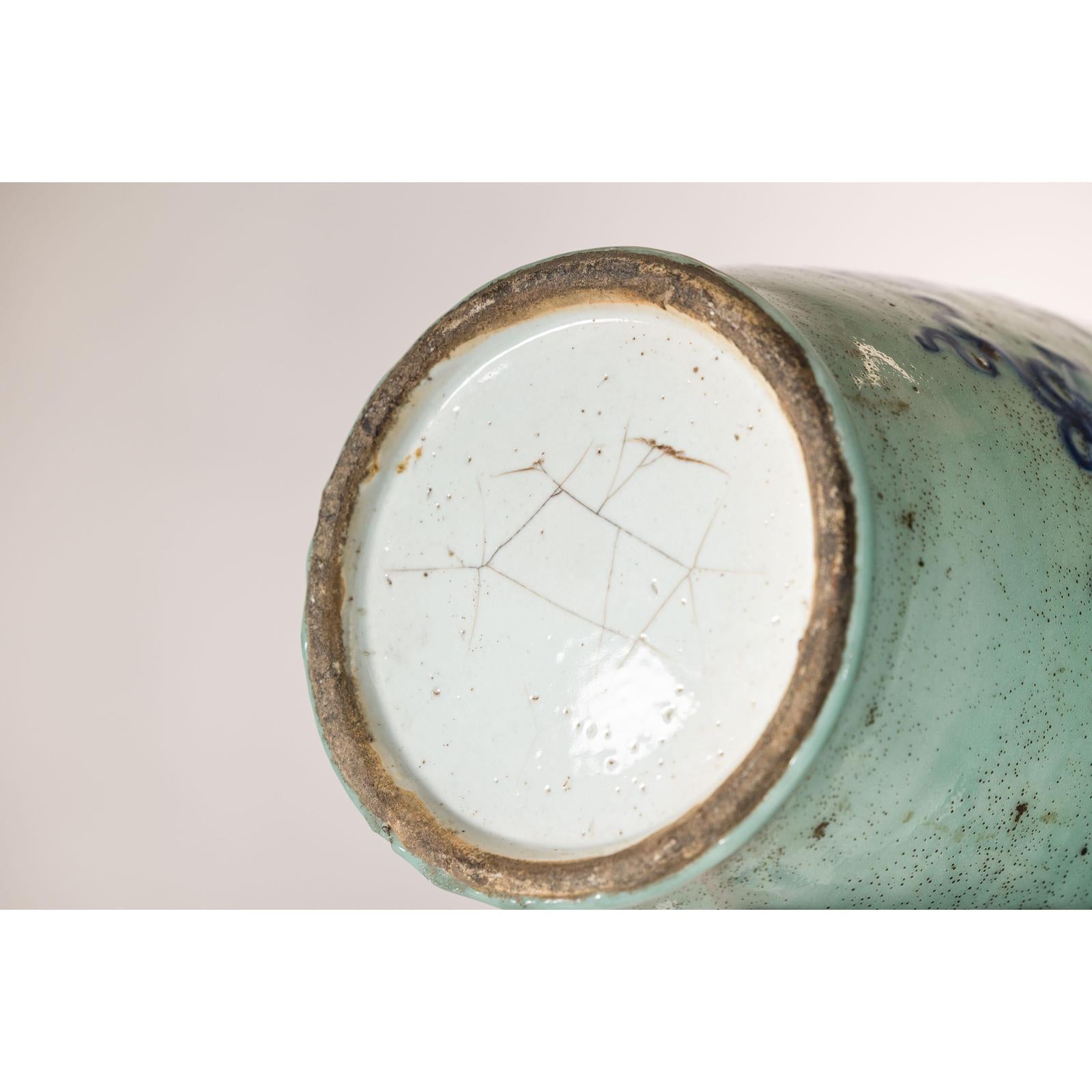 19th Century Porcelain Vase with Cobalt Blue Scholar Images