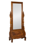 Late 19th Century Dutch Colonial Hardwood Cheval Mirror with Carved Details