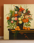 Four-Panel Hand-Painted Folding Screen with Still-Life Floral Composition-1. Asian & Chinese Furniture, Art, Antiques, Vintage Home Décor for sale at FEA Home