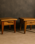 Near Pair of Mango Wood Midcentury Low Side Tables with Single Drawers-1. Asian & Chinese Furniture, Art, Antiques, Vintage Home Décor for sale at FEA Home