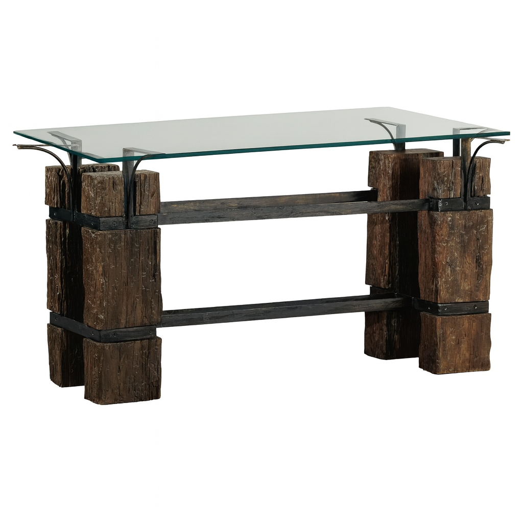 Vintage Rustic Wooden and Iron Table Base-1. Asian &amp; Chinese Furniture, Art, Antiques, Vintage Home Décor for sale at FEA Home
