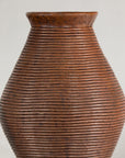 Ribbed Vintage Pottery Vase with Burnished Surface