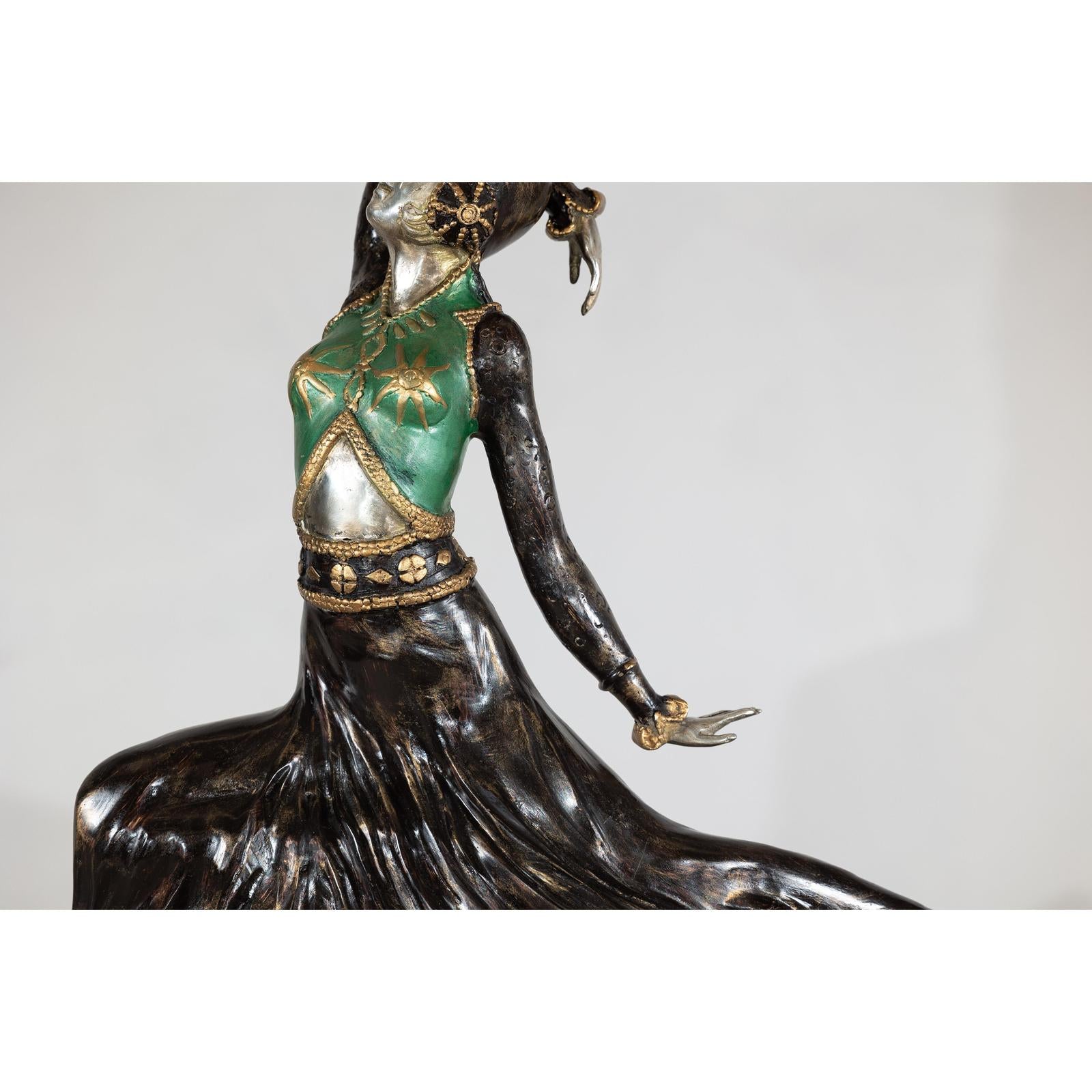 Art Deco Style Cold-Painted Dancer Sculpture After Demetre Chiparus