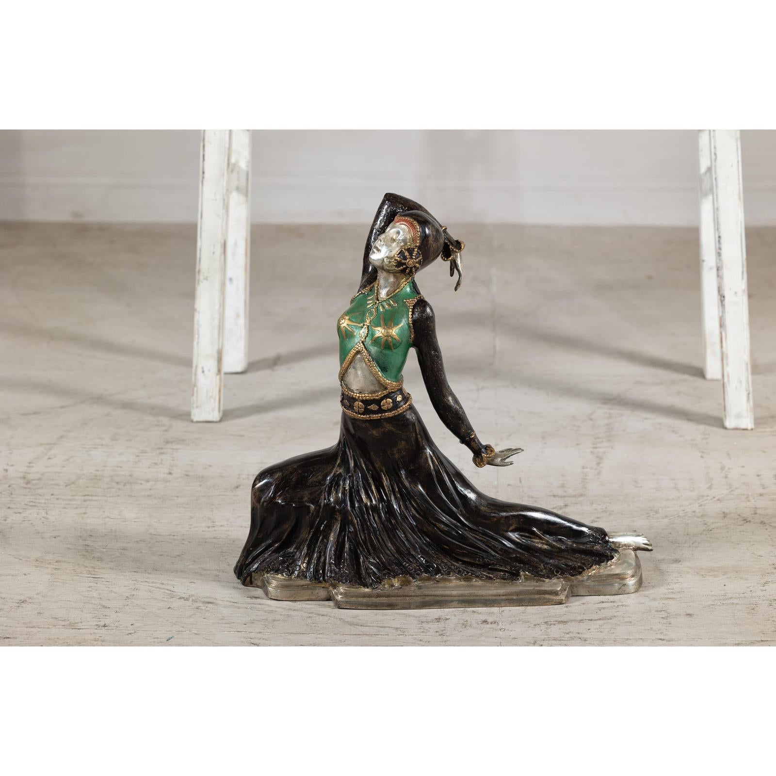 Art Deco Style Cold-Painted Dancer Sculpture After Demetre Chiparus