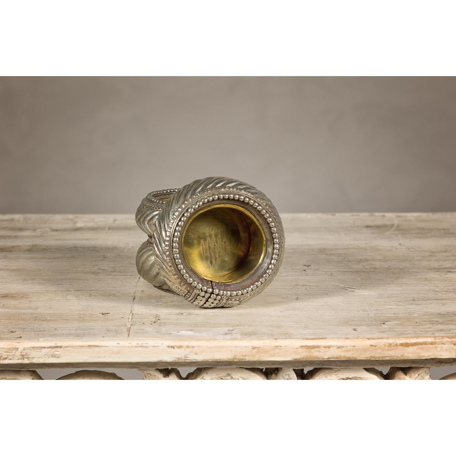 Assortment of Five Small Indian Repoussé Brass Decorative Dish Bowls