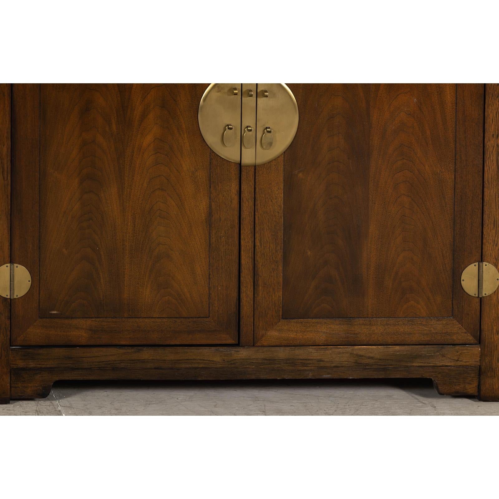 Baker Furniture Sideboard with Brass Hardware and Burl Wood Inlay
