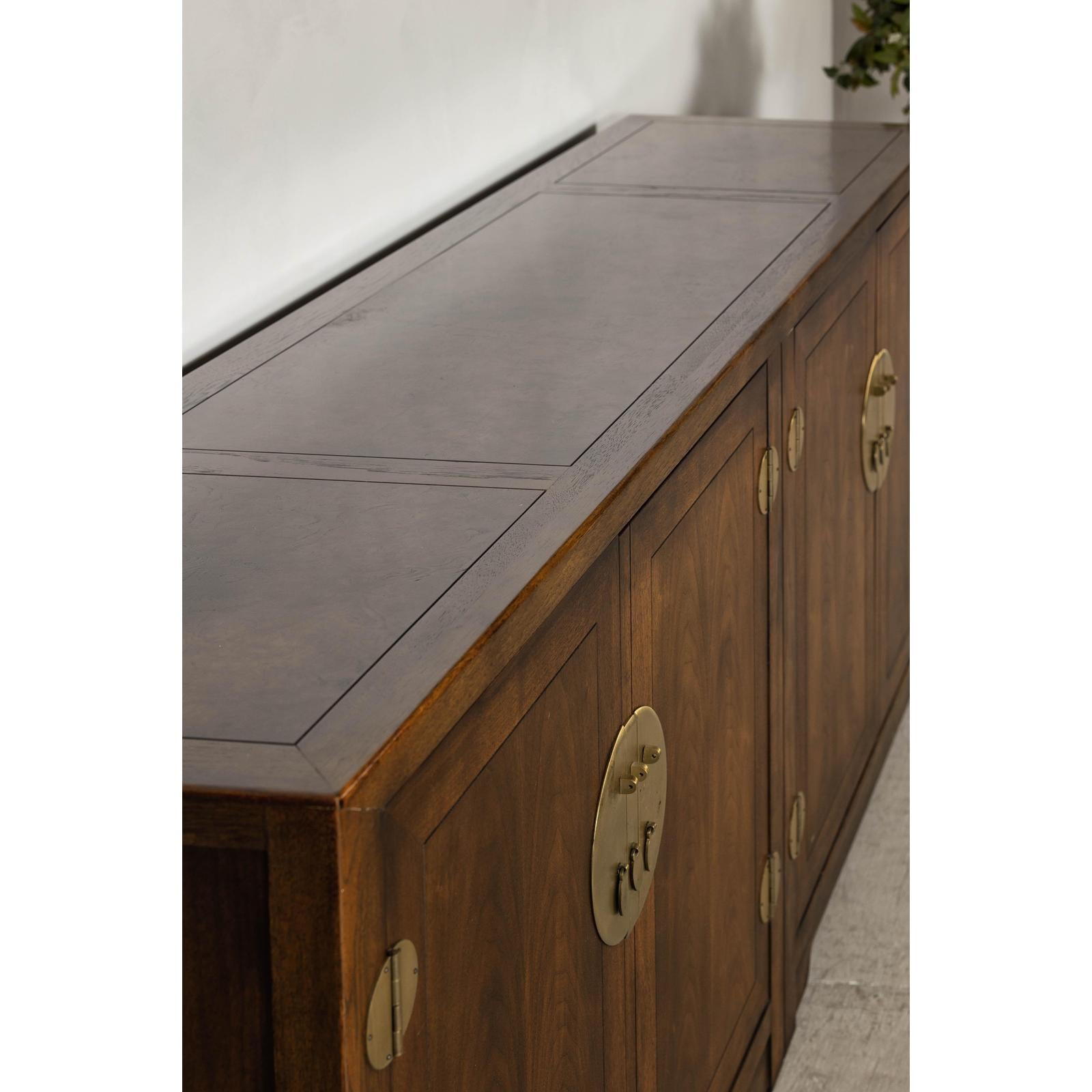 Baker Furniture Sideboard with Brass Hardware and Burl Wood Inlay