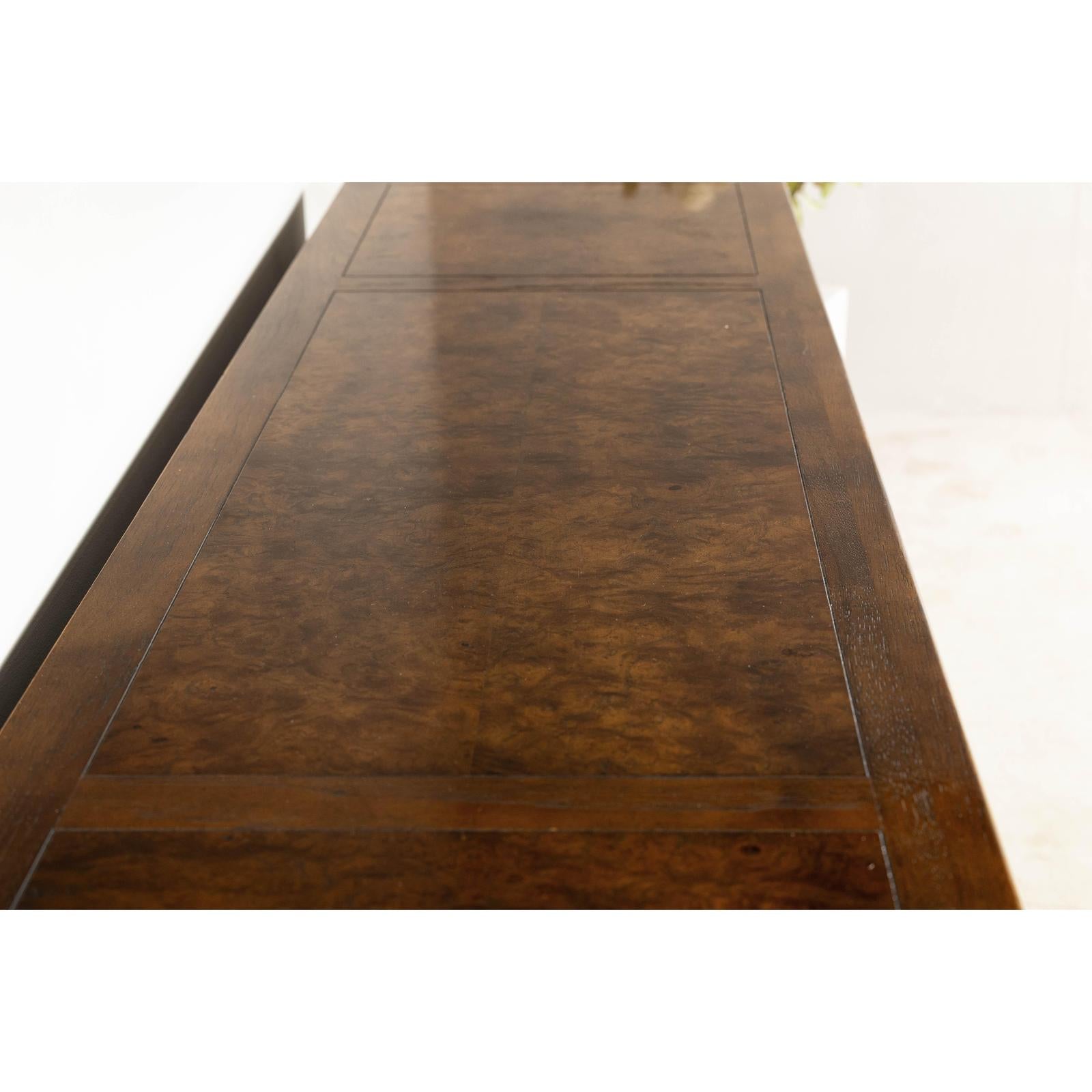 Baker Furniture Sideboard with Brass Hardware and Burl Wood Inlay