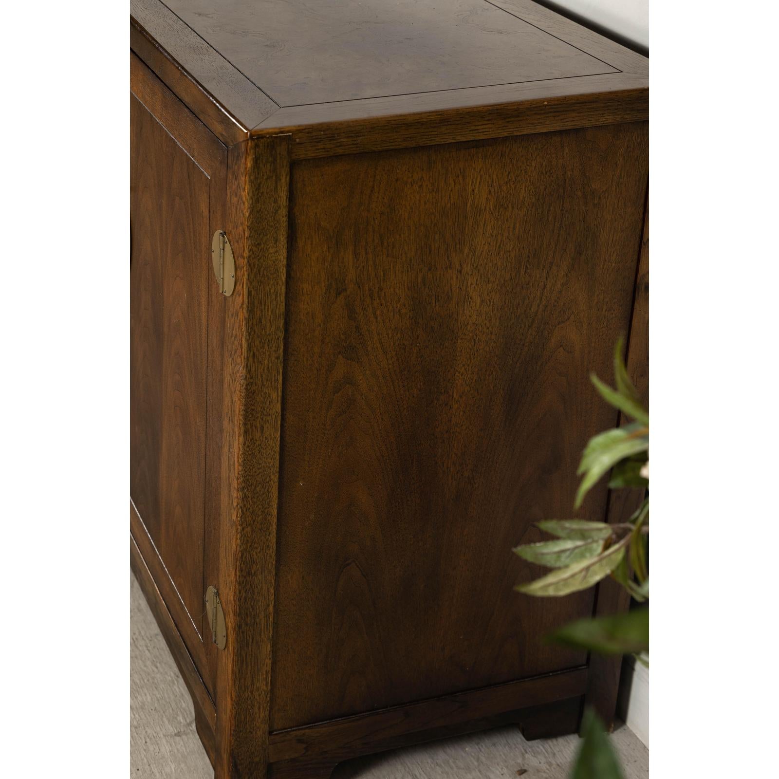 Baker Furniture Sideboard with Brass Hardware and Burl Wood Inlay