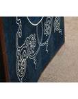 Indigo Panel with Crest Motif in Wooden Frame