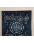 Indigo Panel with Crest Motif in Wooden Frame