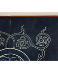 Indigo Panel with Crest Motif in Wooden Frame